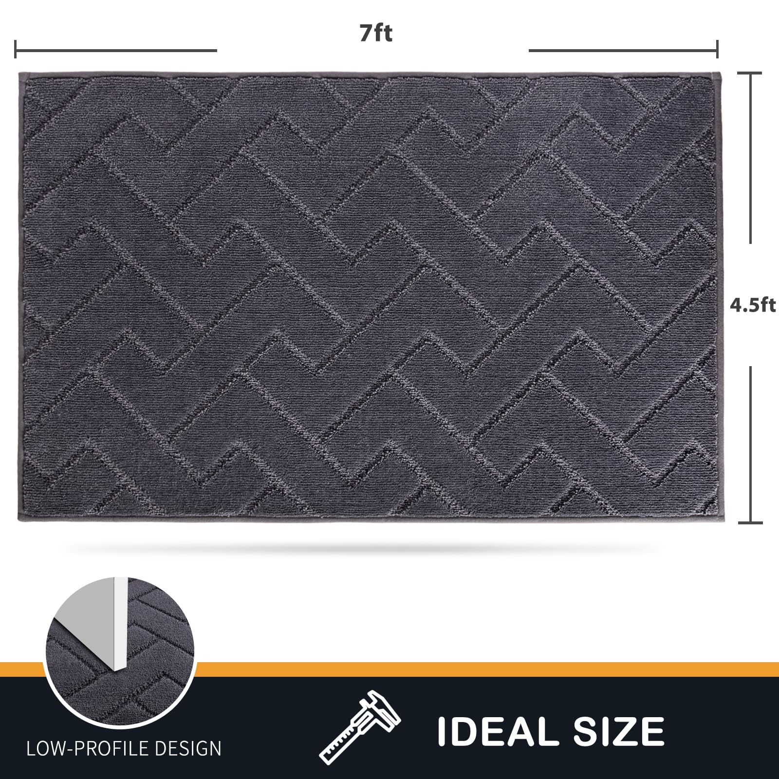 PURRUGS Easy Care Area Rug - 4.5x7 Ft, Washable, Non-Slip, Stain Resistant For Entryway, Living Room