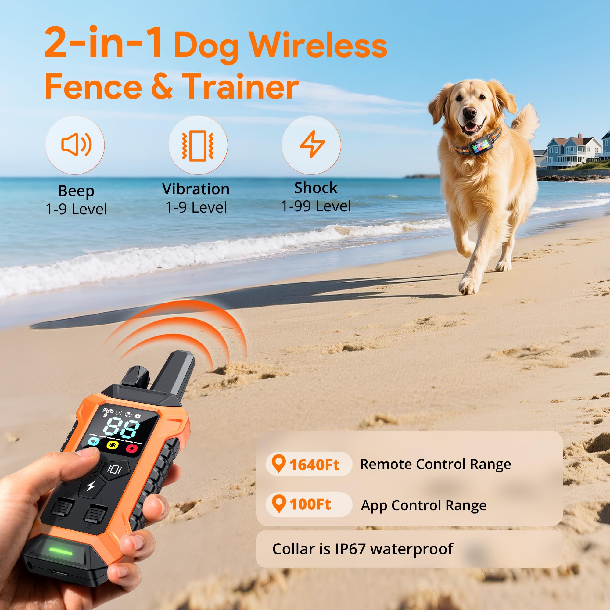 Meowant GPS Wireless Dog Fence &Training Collar with Remote, Free App, 82ft to 7000ft Electric Fence, Waterproof LCD Collar, 3 Training Modes, for Dogs Over 10Lbs, Outdoors - image 7