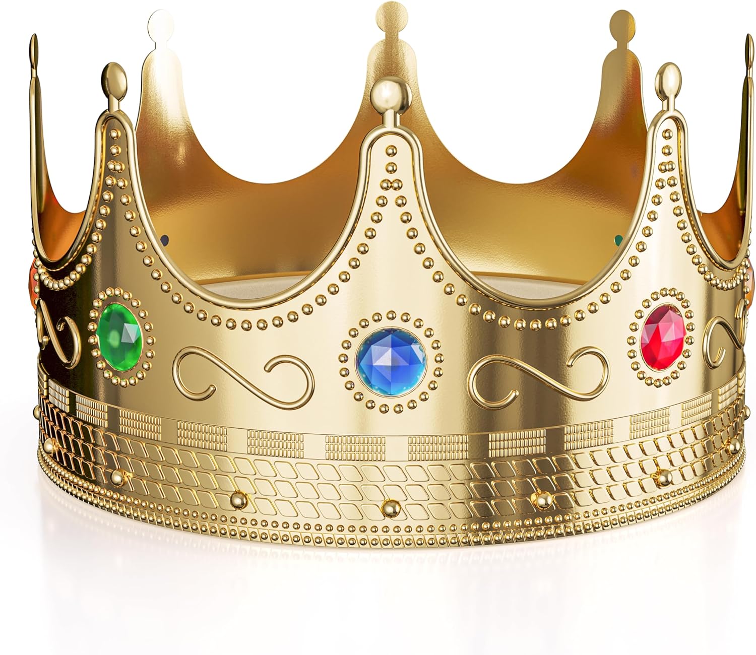 Crown Display Gold Royal Queen and King Crown Luxurious Royal Crowns for Women and Men - 4 Pack 0.75" x 8" Perfect for Parties Prom King Regal Decor & Crowns for Kids Royalty Themed Events