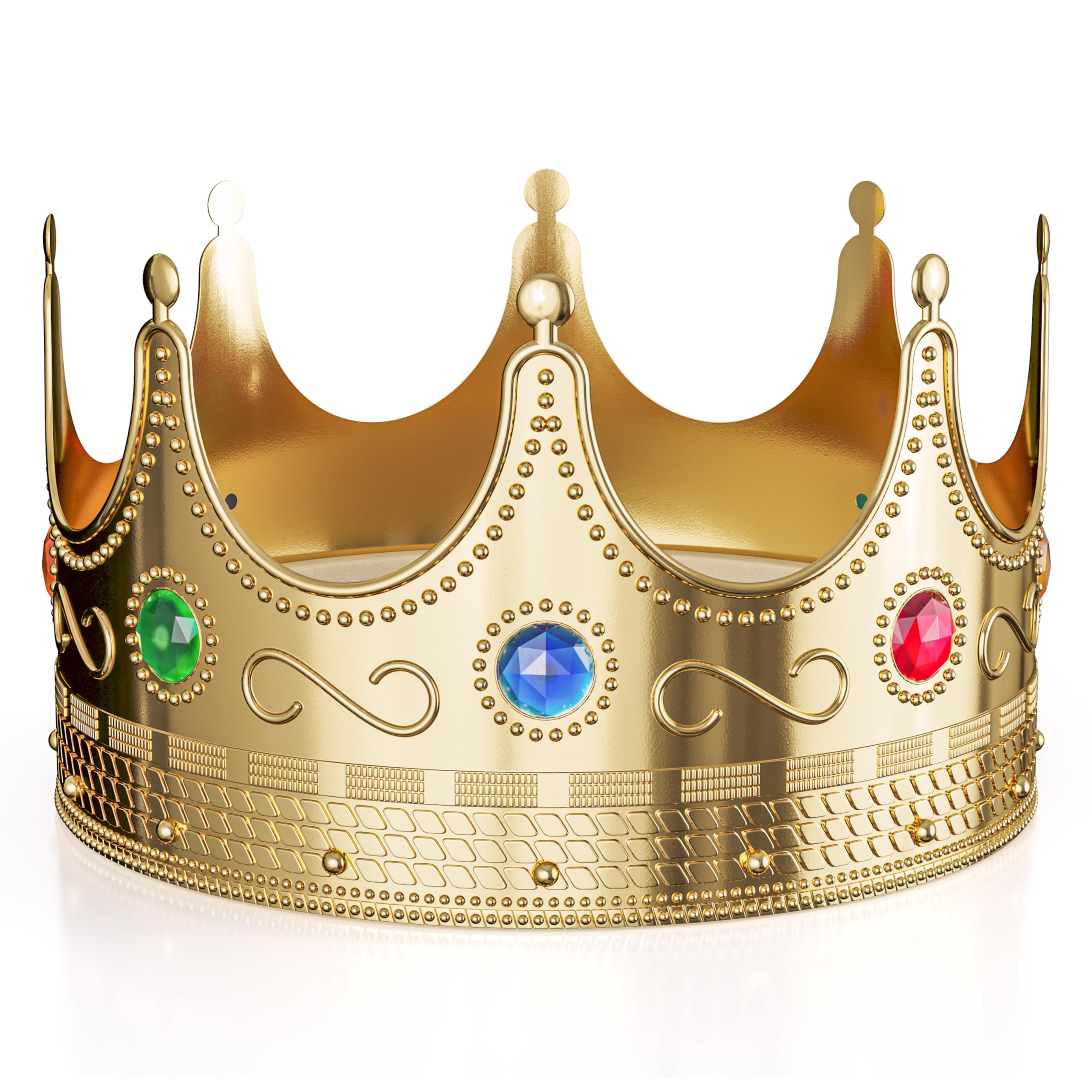Gold Crown Display Royal Queen and King Crown Luxurious Royal Crowns for Women and Men - 0.75" x 8" Perfect for Parties Prom King Regal Decor & Crowns for Kids Royalty Themed Events