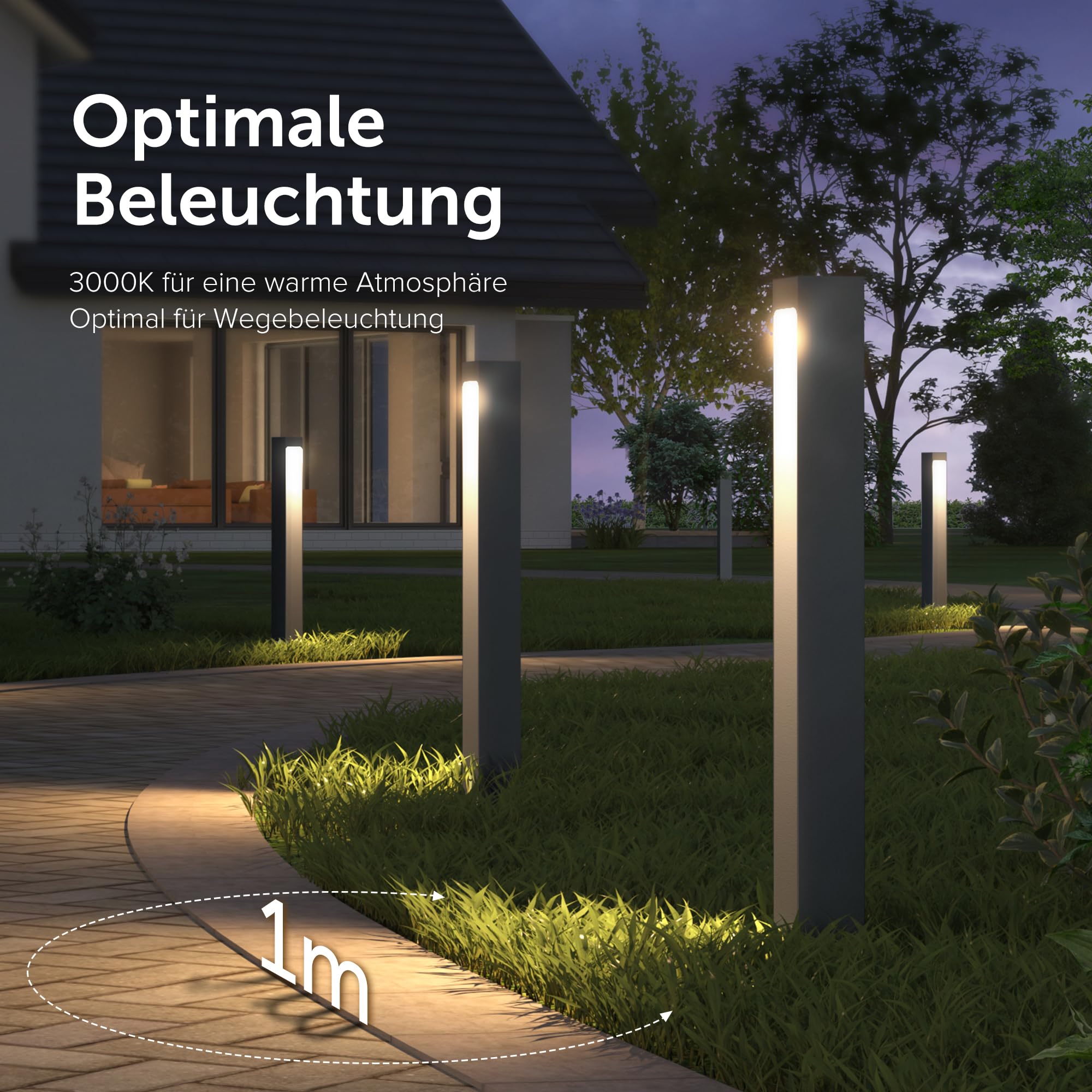 doporro Wegeleuchten Außen Stromanschluss 60cm Gartenleuchte IP65 5W | Gartenlampen für Draußen Strom, 3000K Warmweiß Pollerleuchte Standleuchte Außen, 6x6x60cm, Sandgrau dunkel, BaldersLights