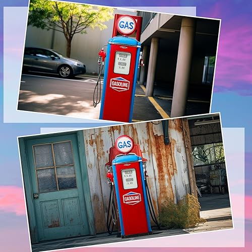 Miniatura 5 de Bomba de gasolina de 5.3 pies de cartón, recorte de pie, tamaño real, decoración de fiesta temática de San Valentín, estación de servicio, telón de