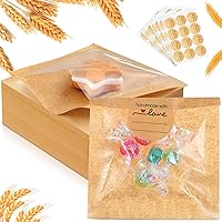 Vista 1 de Outus 100 bolsas de empaque para galletas con sello, bolsas de panadería de 3 x 3 pulgadas con ventana, papel resistente a la grasa termosellable
