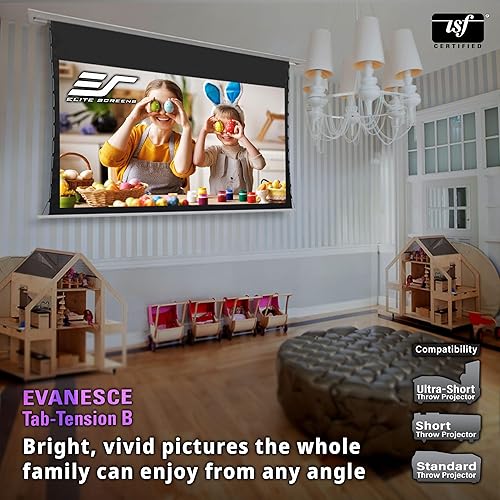 Miniatura 5 de Elite Screens Evanesce Tab-Tension B 120 pulgadas diagonal 169 4K  8K HD pantalla de proyector tensada en pestaña eléctrica empotrada en el techo