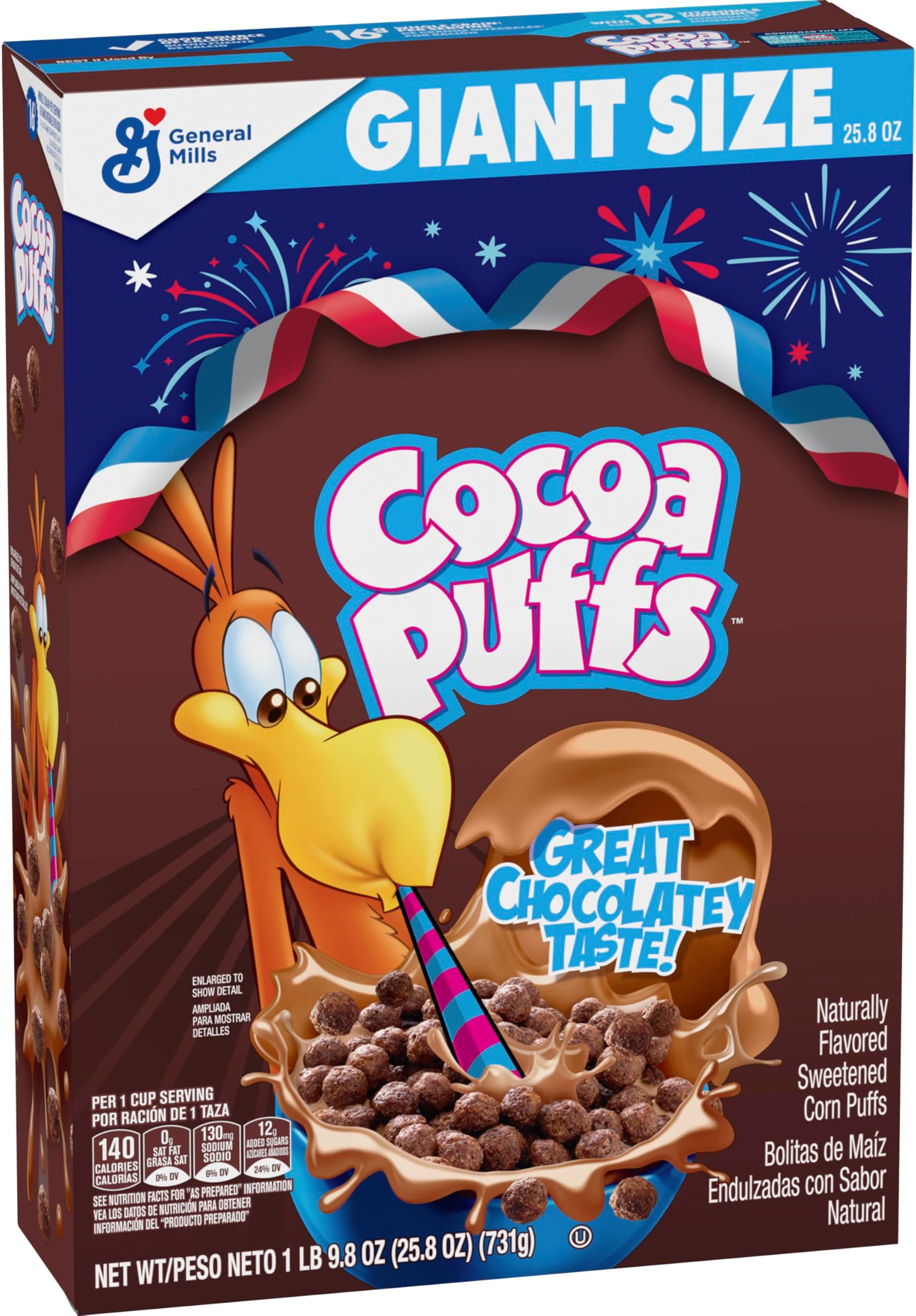 Cocoa Puffs, Chocolate Breakfast Cereal with Whole Grains, Giant Size, 25.8 oz