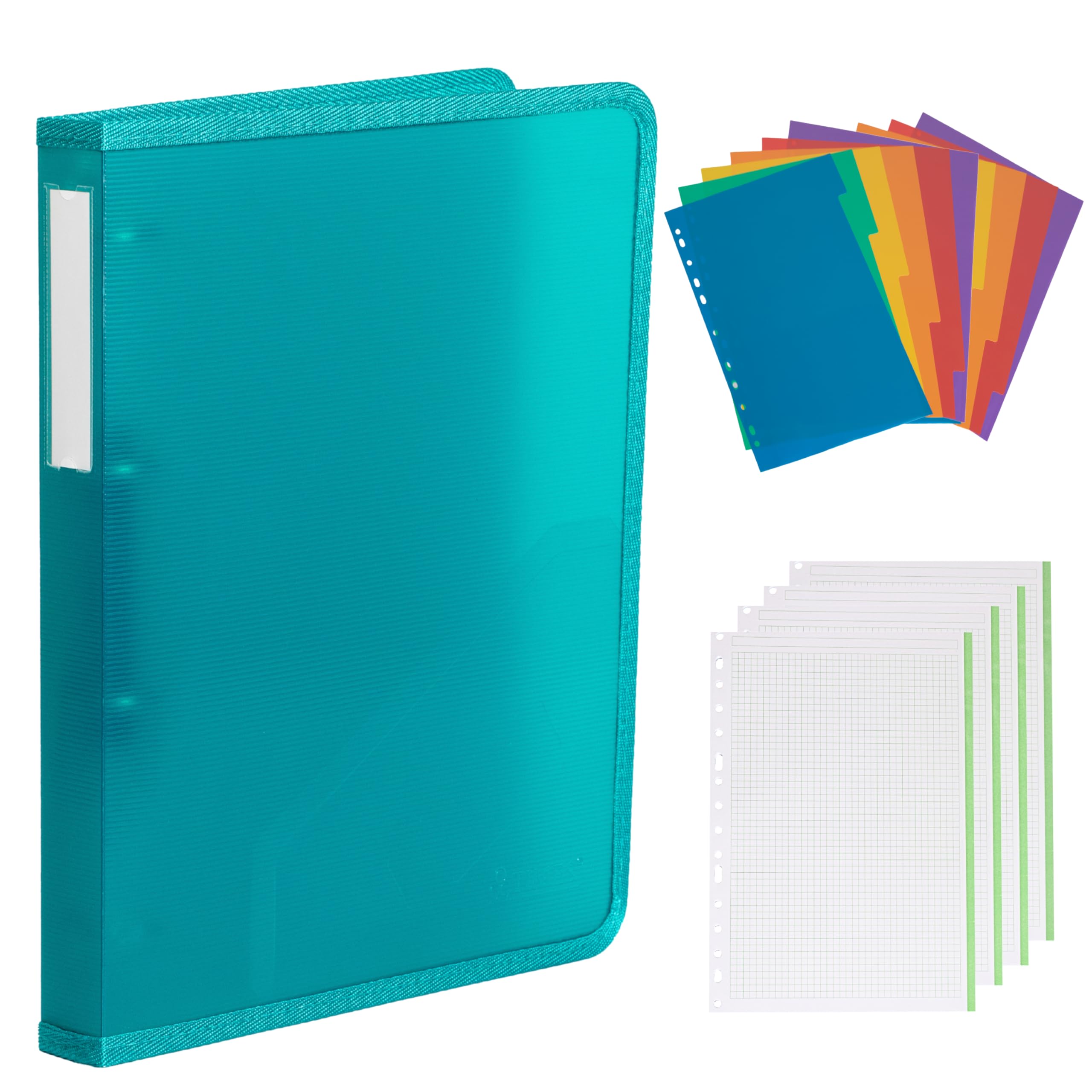 Archivador 4 anillas plastico incluye 80 folios de recambio y 6 separadores. Carpeta para fundas plastico a4 y folios. Archivador de tapa semirrígida. Carpeta archivadora liviana y resistente.