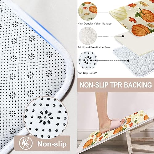 Miniatura 8 de Britimes Juego de 2 tapetes de baño de gnomos de otoño, diseño de girasol, calabaza, girasol, alfombras de baño, alfombras de otoño a cuadros