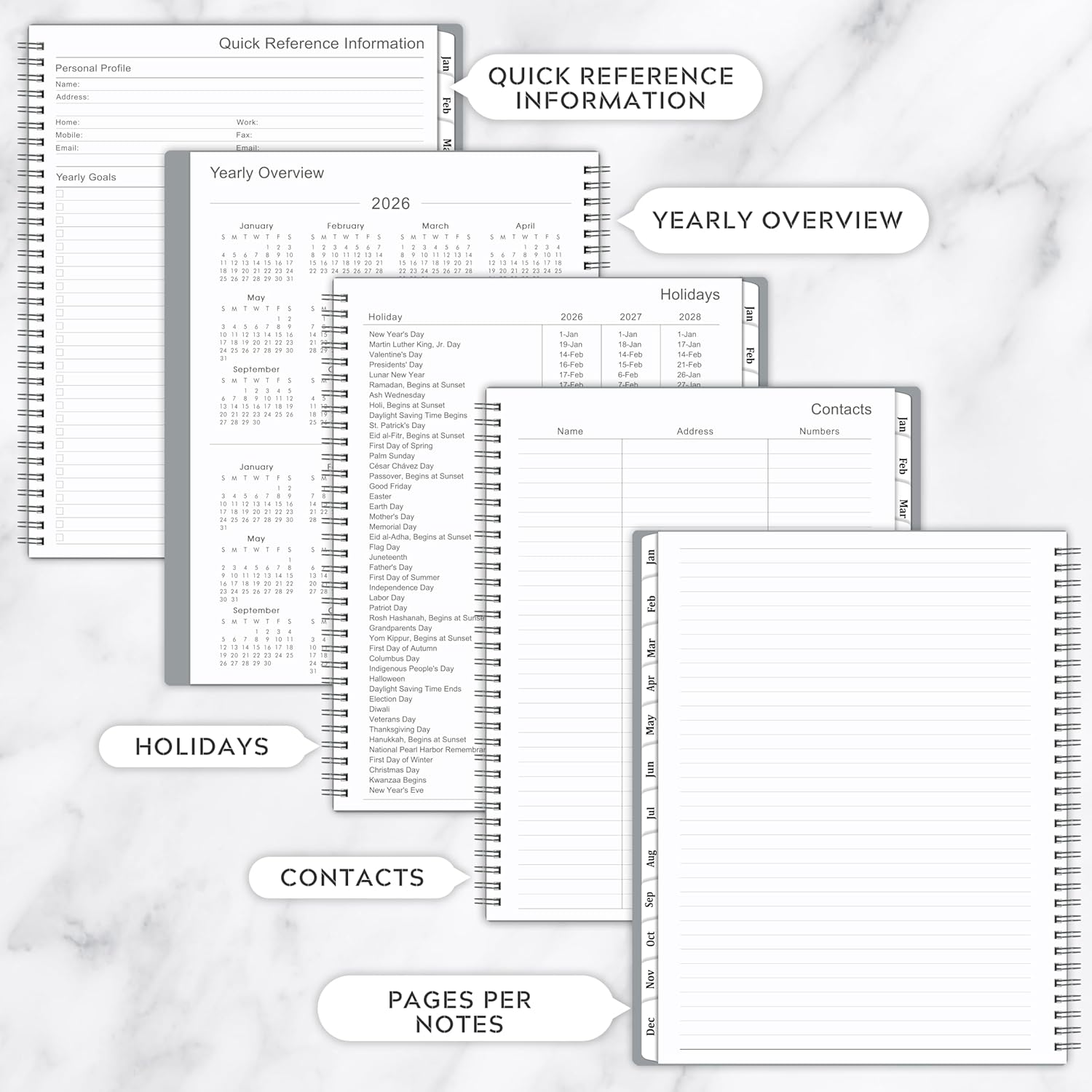 2026 Planner- 2026 Planner Weekly and Monthly, Jan. 2026 - Dec. 2026, A5(6" x 8.4"), Jan. 2026 - Dec. 2026, Grey, Teacher Student Organizer, Daily Calendar Planner Organizer, Ideal for Office School Supplies, Enterprise image 5 of 8 B0F9PBYJKM