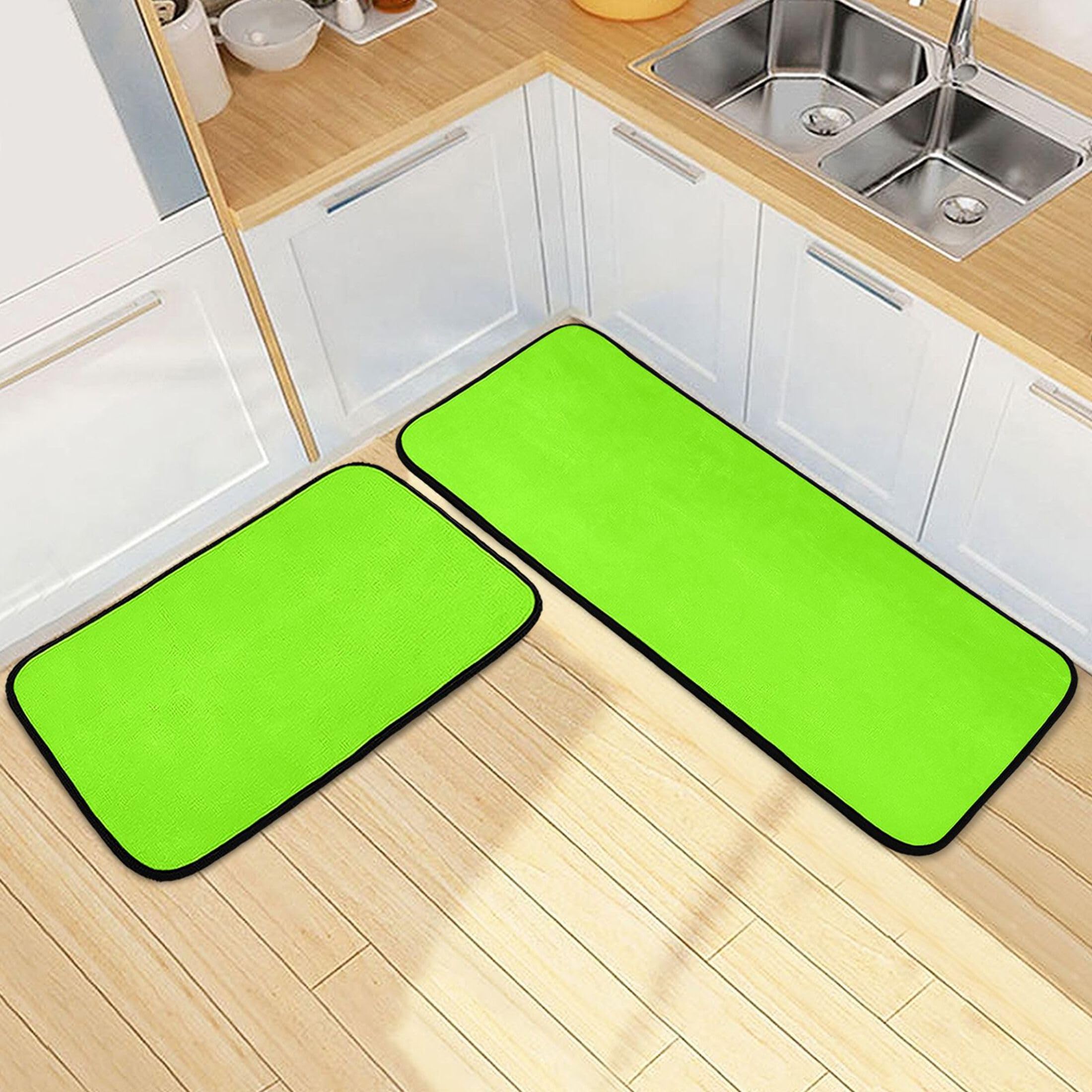 Amazon.com: Chartreuse Kitchen Mat Set of 2, Non-Slip Kitchen Rug