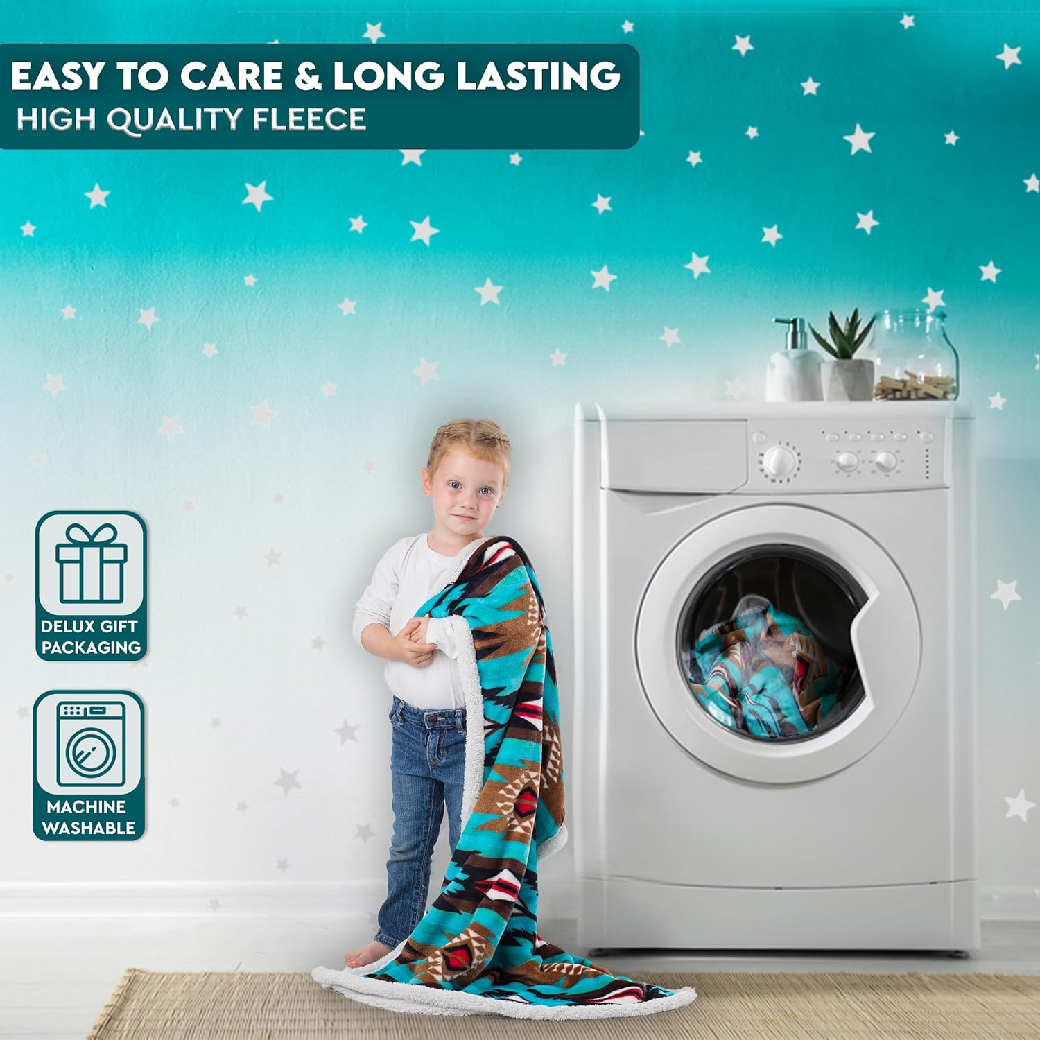 Ultra Soft Sherpa Fleece Throw Blanket | Cozy, Plush Baby Blanket for Kids | Reversible with Aztec Prints | Washable | Wide Size for Extra for Warmth & Comfort | Cute 5 Colors - Image 7