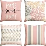 AVOIN colorlife Dahlia Fleurs Couvertures d'oreillers à jet gris, 18 x 18 Inch Maison Sweet Home Salon extérieur Coussin Décoration pour Canapé Couch Ensemble de 4