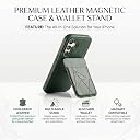 amazon basics Premium Vegan Leather Back Cover with Card Holder and Integrated Mobile Stand for Samsung Galaxy S24 5G – Slim Shockproof Wallet Case with Geometric Stitching [Green] gallery image