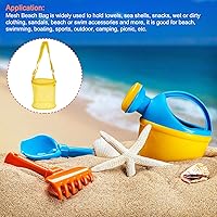 Vista 5 de PATIKIL Bolsas de playa de malla, mochila de arena, conchas, aperitivos, coleccionar, bolsas de asas con cremallera para viajes, Amarillo, Classic