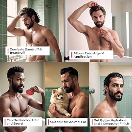 Bossman Scalp Massager & Shampoo Brush (3 inch, Red) - Scalp Exfoliator Brush - Head Scrubber, Beard Exfoliator & Dandruff Control for Hair & Beard with Firm Bristles