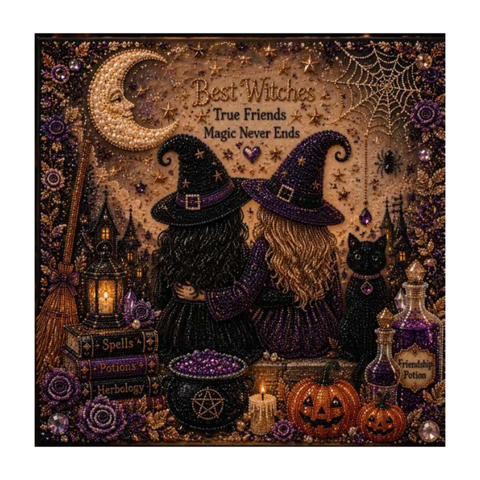 Halloween Diamond Art Painting Kits for Adults,Halloween Ghost Pearl Art DIY Kit,Spooky Cute 3D Diamond Painting Crafts,DIY Fall Home Decor,Beginner DIY Seasonal Party Decor (Friends) โ image 1