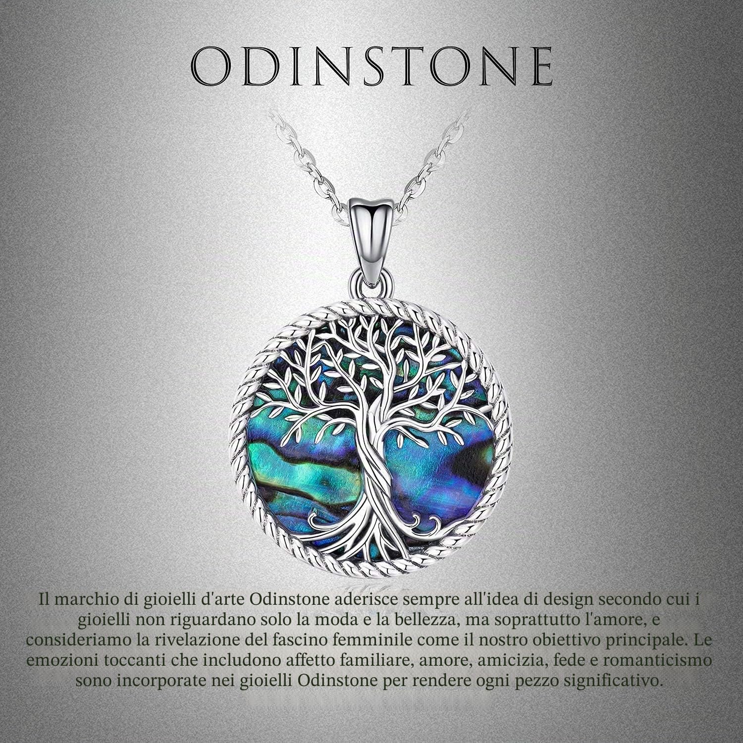 Odinstone Collana Albero della Vita Argento 925 Ciondolo Famiglia Cuore Collana per Mamma Gioielli Donna Regali per Figlio Figlia