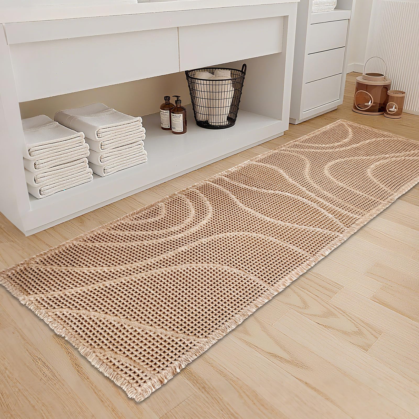 Photo 1 of ZALL Waffle Bath Mat - 24x72 Inch, Brown