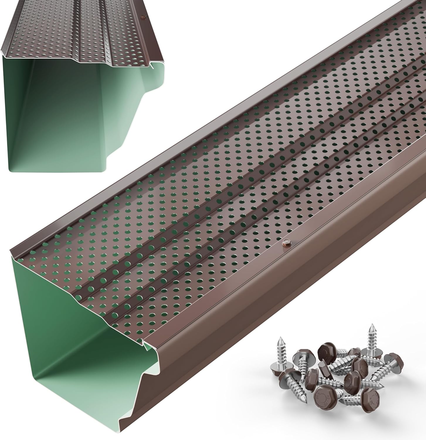Waterlock 6 inch gutter guards 100ft royal brown