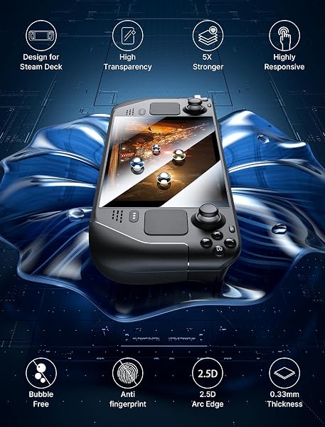 JSAUX Protector Pantalla Compatible con Steam Deck LCD & OLED [2 Piezas], Cubierta Integral de Cristal Templado Fácil de Instalar con Marco guía (Versión Mejorada) - 2