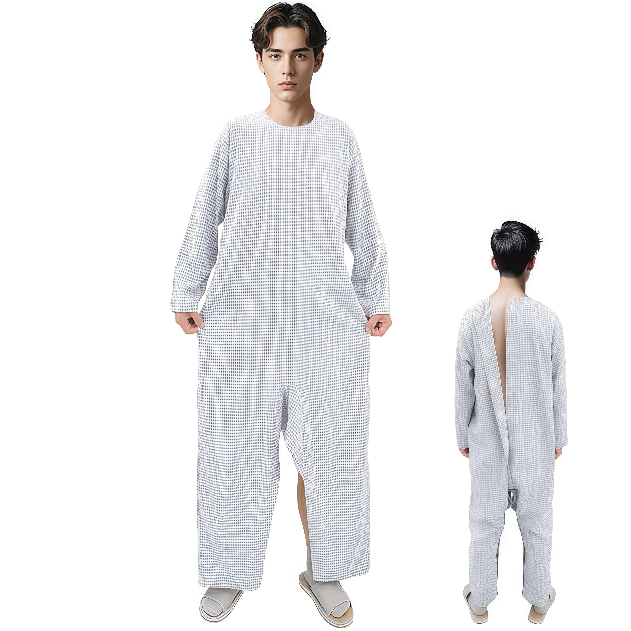 SAYEYBU Premium, Unisex, Cotton, Anti-Strip & Incontinence Onesie/Jumpsuit - Clothing for Alzheimer's and Dementia,Blue,XL