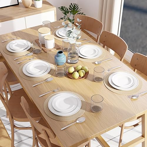 Miniatura 2 de Encasa XO Juego de 6 manteles individuales  Tapete redondo de algodón  13 pulgadas de diámetro  Beige  Cargadores para platos llanos  para mesa de