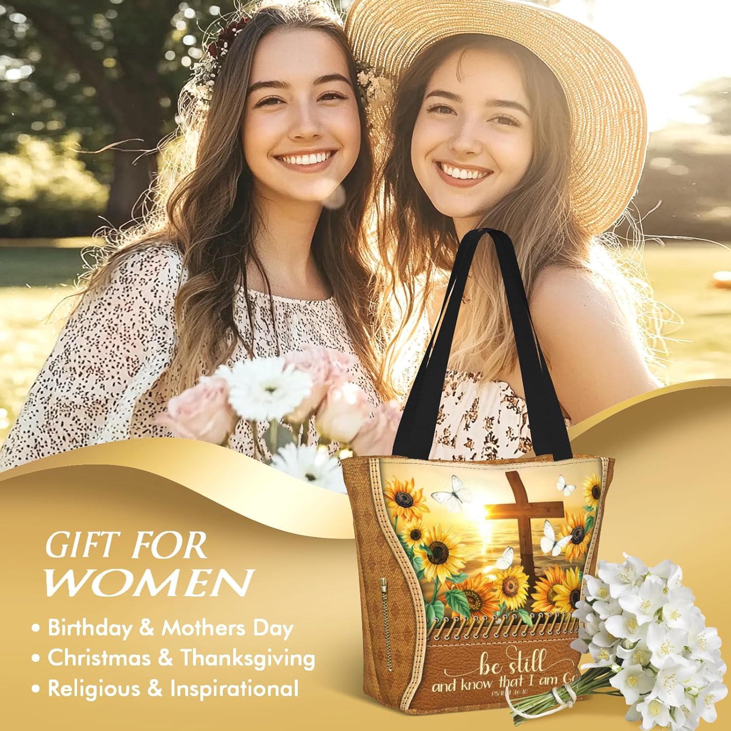 Christian Bible Tote Bags for Women Bible Church Bags Religious Reusable Grocery Bag - Image 5