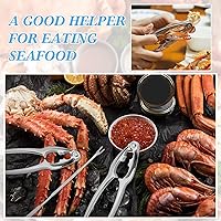 Vista 2 de Zhehao Juego de galletas y púas de langosta para fiestas de mariscos, suministros para cenas, herramienta de patas de cangrejo de acero inoxidable