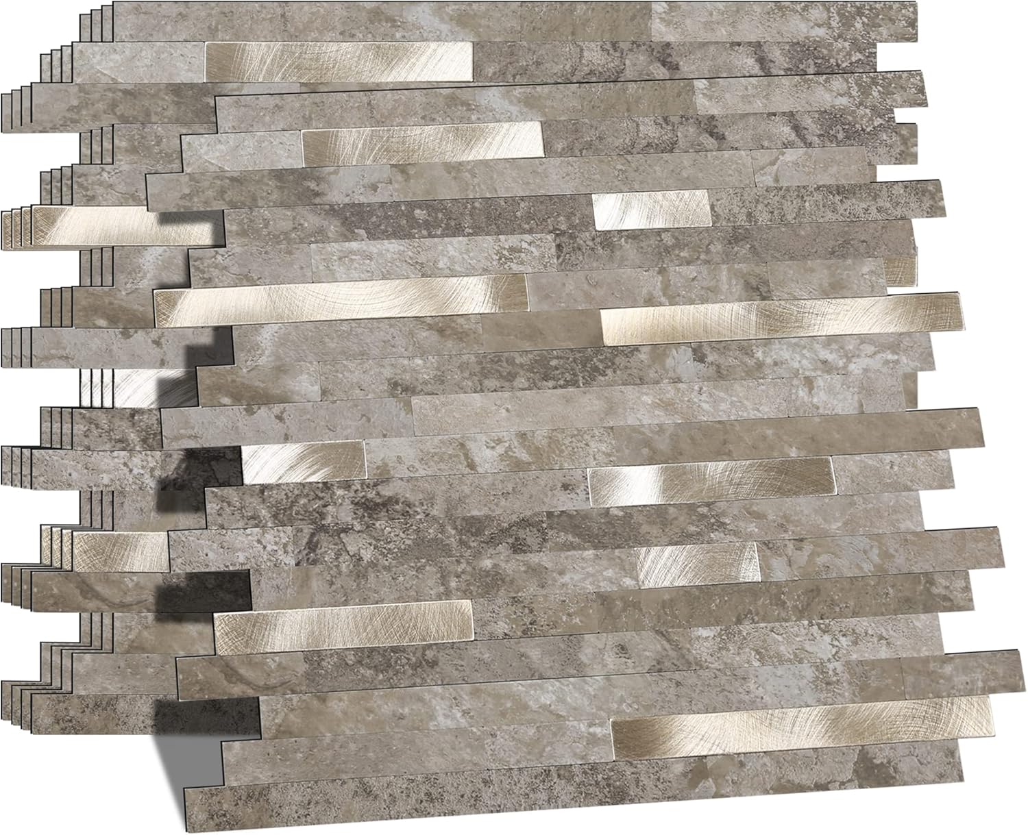 KASARO 10Sheet Peel and Stick Backsplash Tiles with Vintage Silver