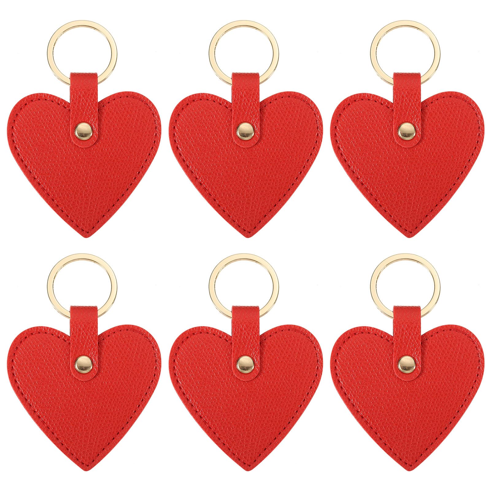 PATIKIL Heart Leather Keychain, Cute Leather Keychain with Key Ring Valentine's Day Keychain for Wedding Party Favors