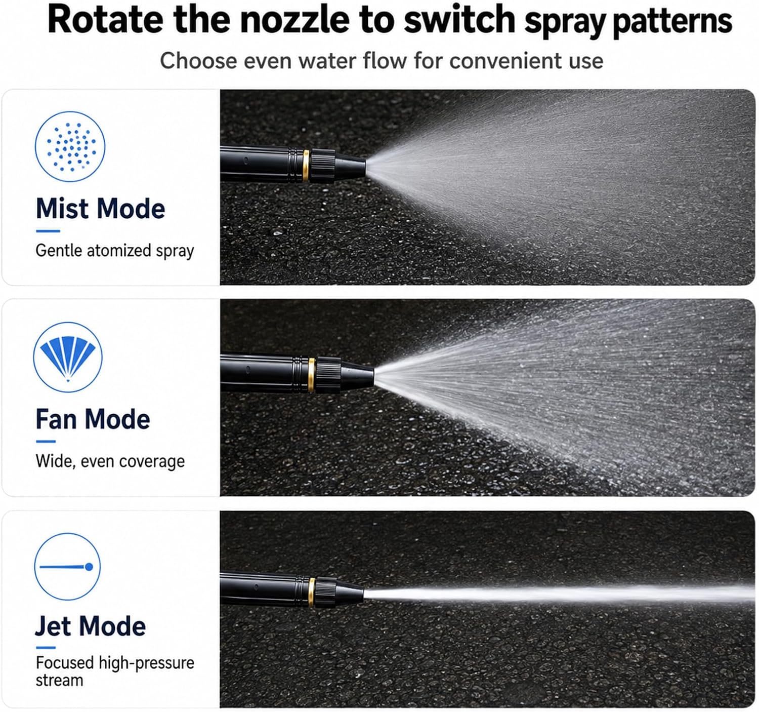 Home High Pressure Car Wash Water Gun with Booster Nozzle, Adjustable Garden Hose Nozzle for Car Washing, Patio Cleaning and Garden Watering