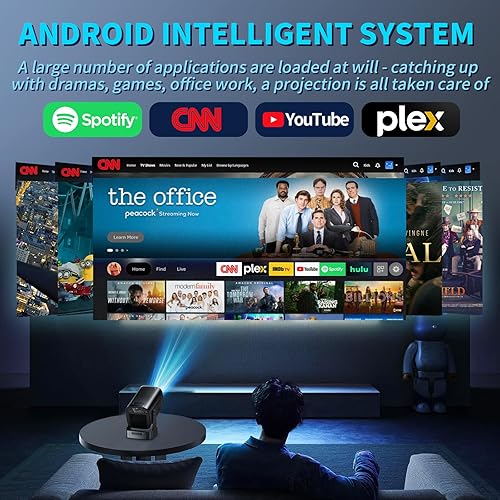 Miniatura 9 de Proyector Enfoque automático y 1080P nativo y aplicaciones integradas Mini proyector portátil 1080P, 4K Full HD con WiFi 6 y Bluetooth 5.4, enfoque