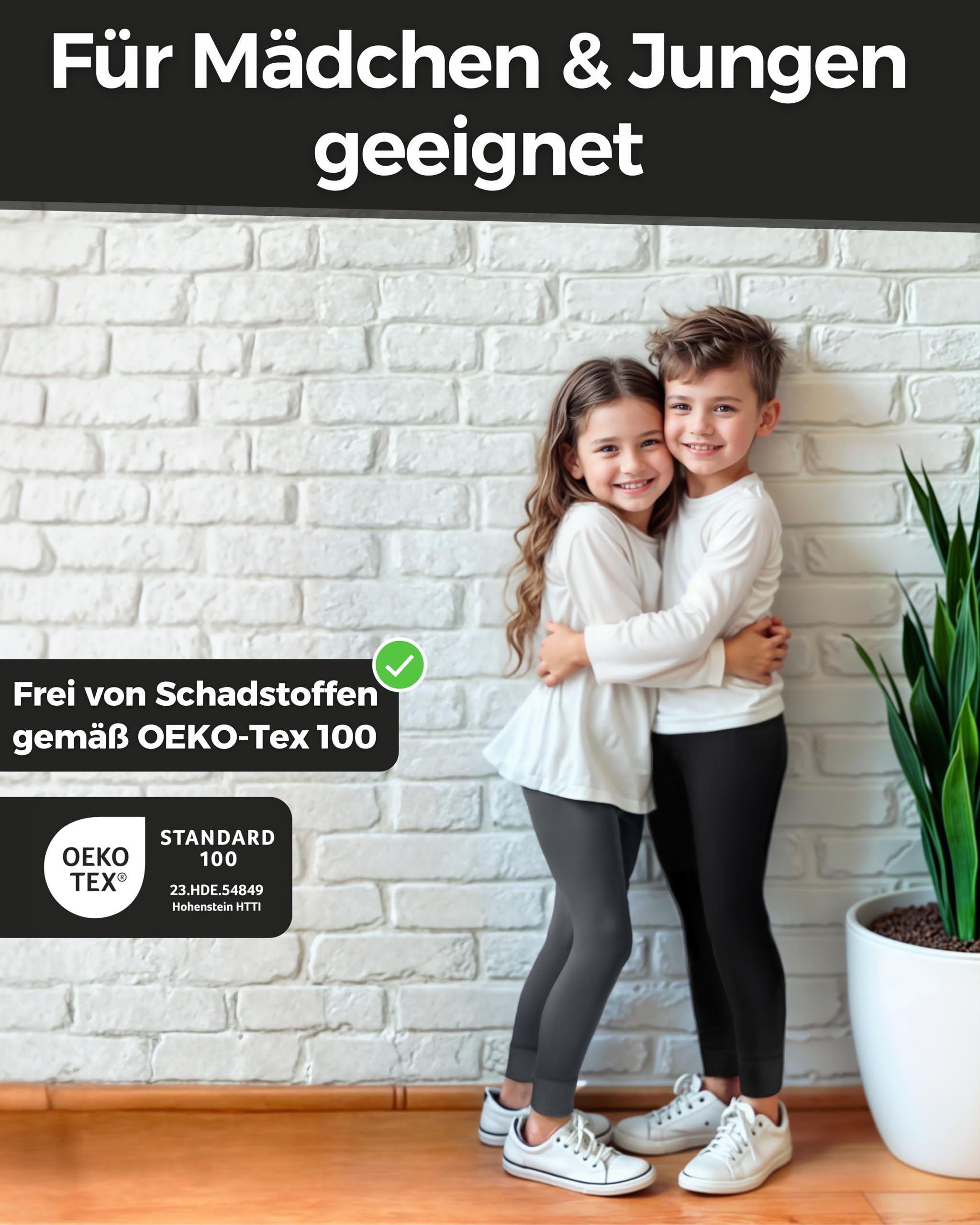 MEDOLY Kinder Thermo Leggings (2er Pack) für Mädchen & Jungen, gefüttert, Herbst Winter