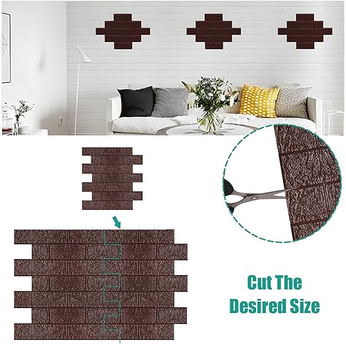 Miniatura 4 de 10 paneles de pared 3D para despegar y pegar, cobertura de 14.3 pies cuadrados, papel tapiz de ladrillo 3D de espuma sintética, autoadhesivo,