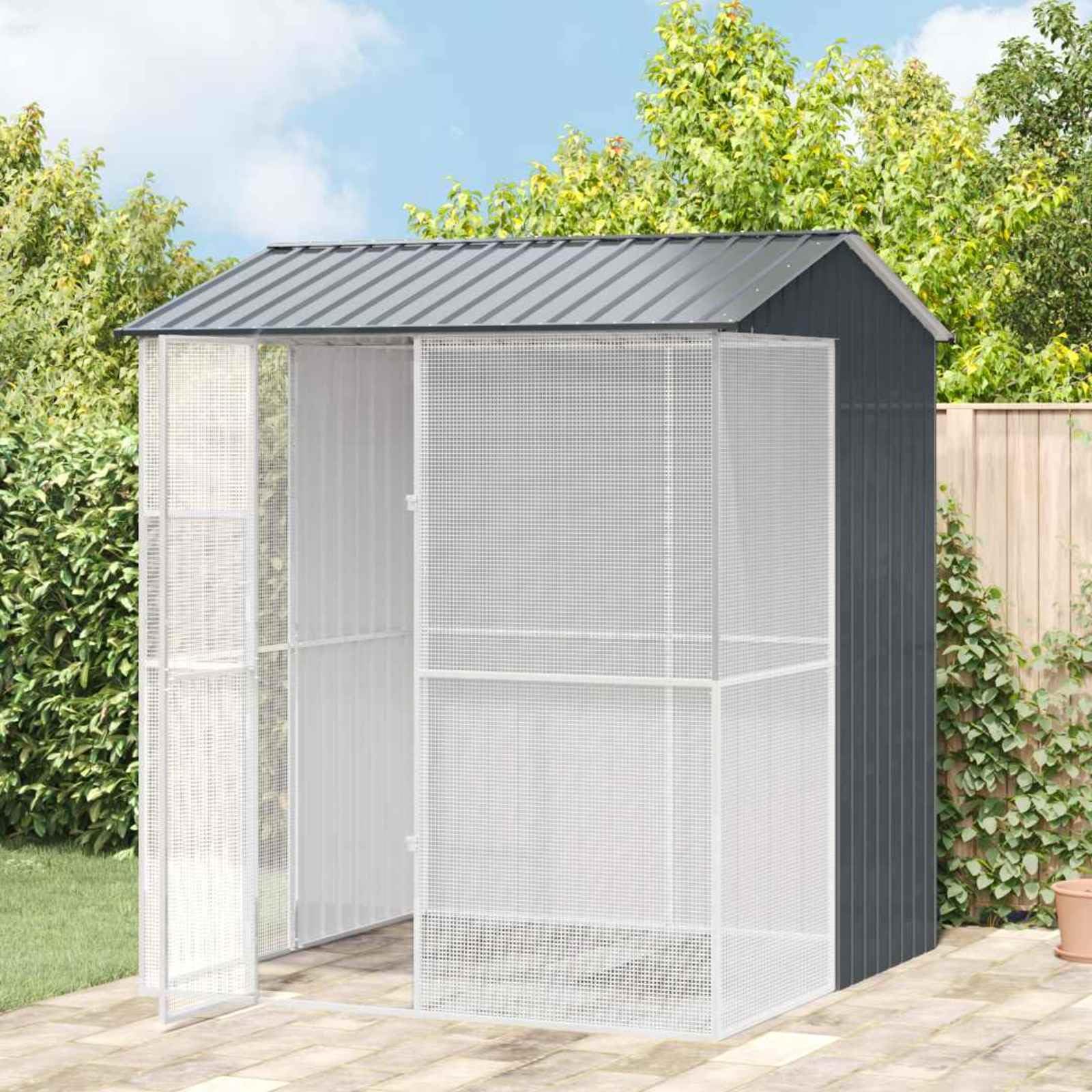 Generisch Vogelkäfig Anthrazit 215 x 210 x 247 cm Verzinkter Stahl,Tier- & Haustierbedarf,Haustierbedarf,Vogelbedarf,Vogelkäfige & -ständer-3325174