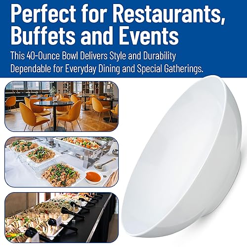 Miniatura 7 de Carlisle FoodService Products Epicure - Tazón de plástico para servir ensalada para el hogar y el restaurante, melamina, 40 onzas, blanco, (paquete