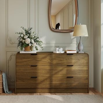 blini 6-Drawer Dresser for Bedroom, 55" Wide Wooden Chest of Drawers Modern Dressers & Chests of Drawers for Living Room, Entryway, Home Office