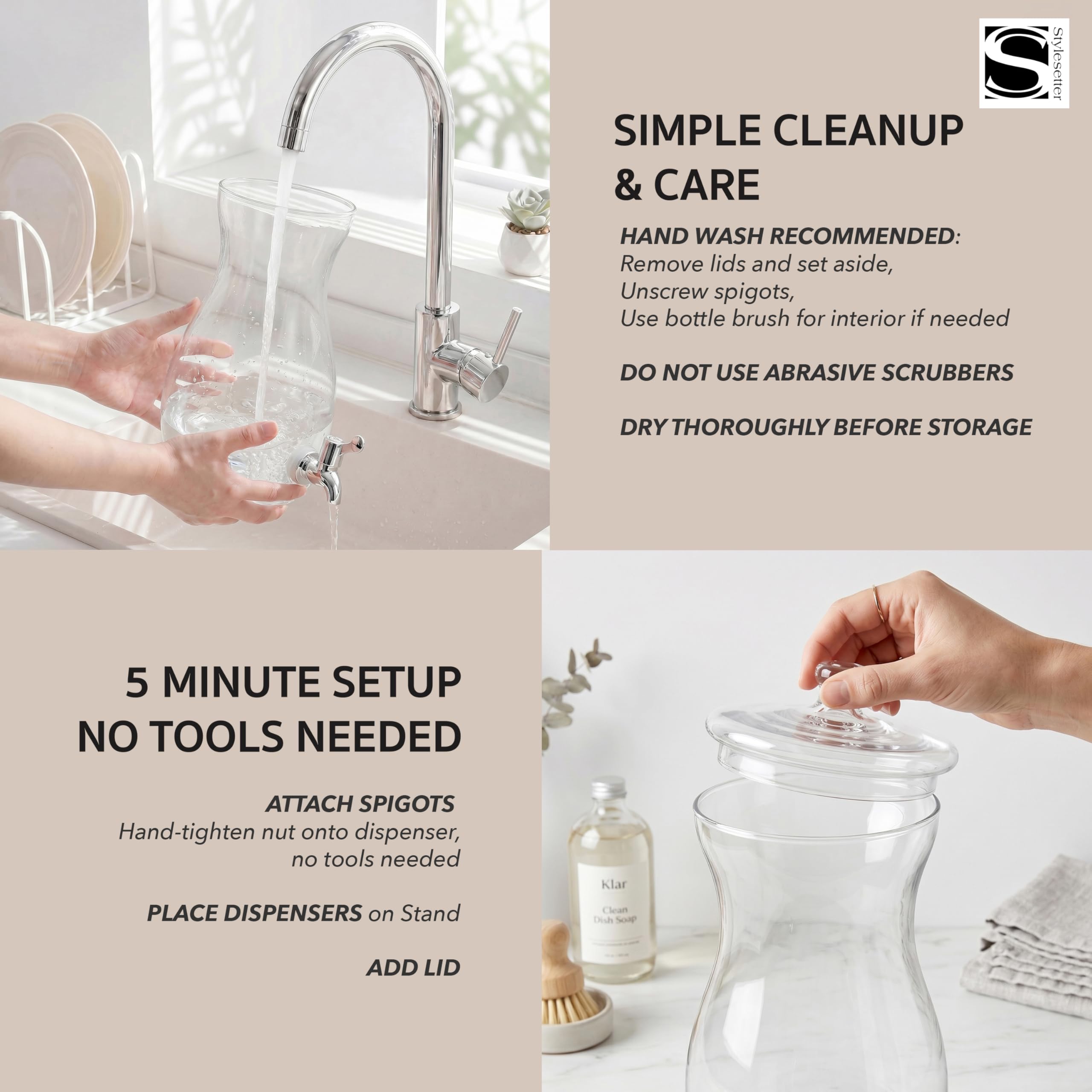 Style Setter 210767 - Dispensador de bebidas Madera, transparente