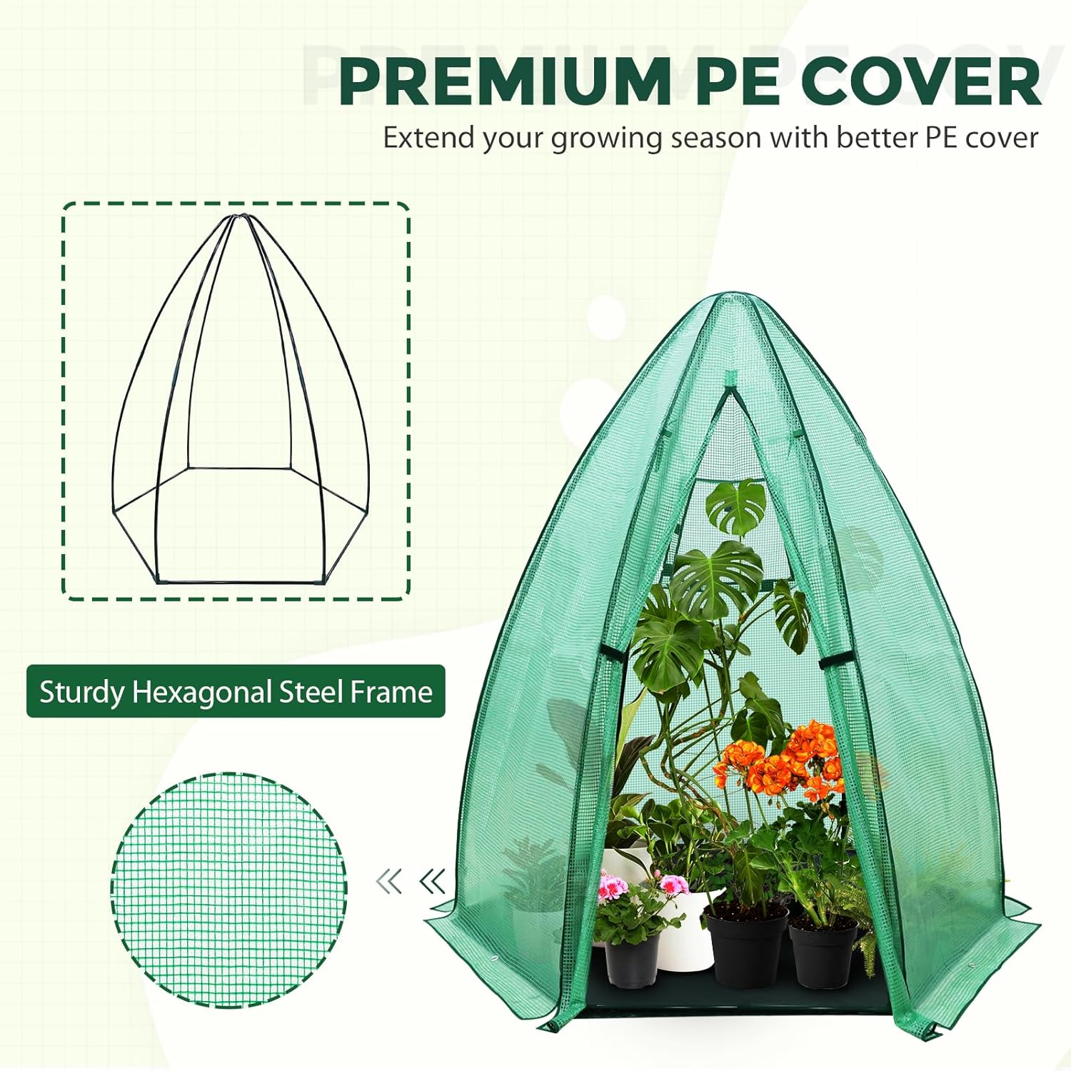 EAGLE PEAK 63"x63"x72" Portable Mini Dome Greenhouse and 71"x36"x36" Tunnel Greenhouse