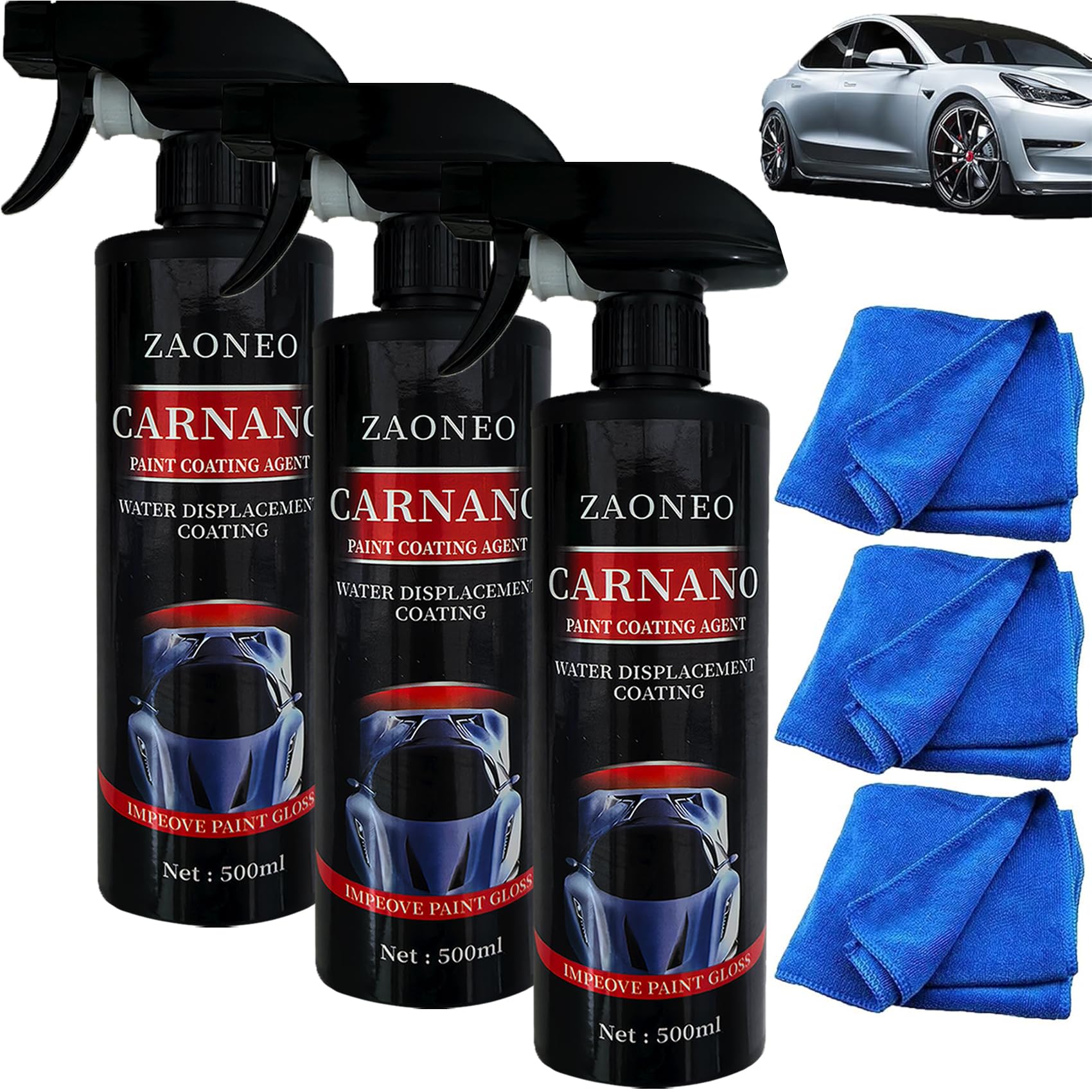 【500ML】【アップグレードモデル】車用コーティングスプレー ドイツハイテク 愛車をピカピカになる、Carsonicナノメートルクオーツコーティング剤、Car Nanoコーティングスプレー、Car Nano Repairing Spray (500ml 3本)