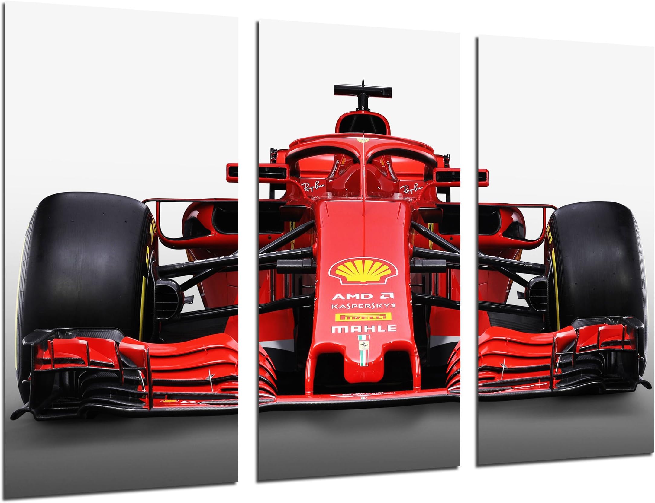 MULTI Wood Printings Art Print Box Framed Picture Wall(Total Size: 38 x 24.4 in),Formula 1 Car, Ferrari F1 sf71-h, Ferrari F1 2018, Sebastian Vettel, Kimi Raikkonen-Framed And Ready To Hang-ref. 27109