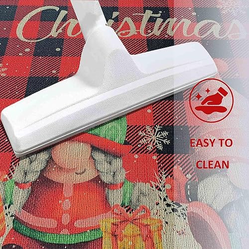 Miniatura 8 de Tapete decorativo de Navidad con diseño de búfalo rojo, de 30 x 17 pulgadas, antideslizante, lavable, de bajo perfil, para interiores y exteriores