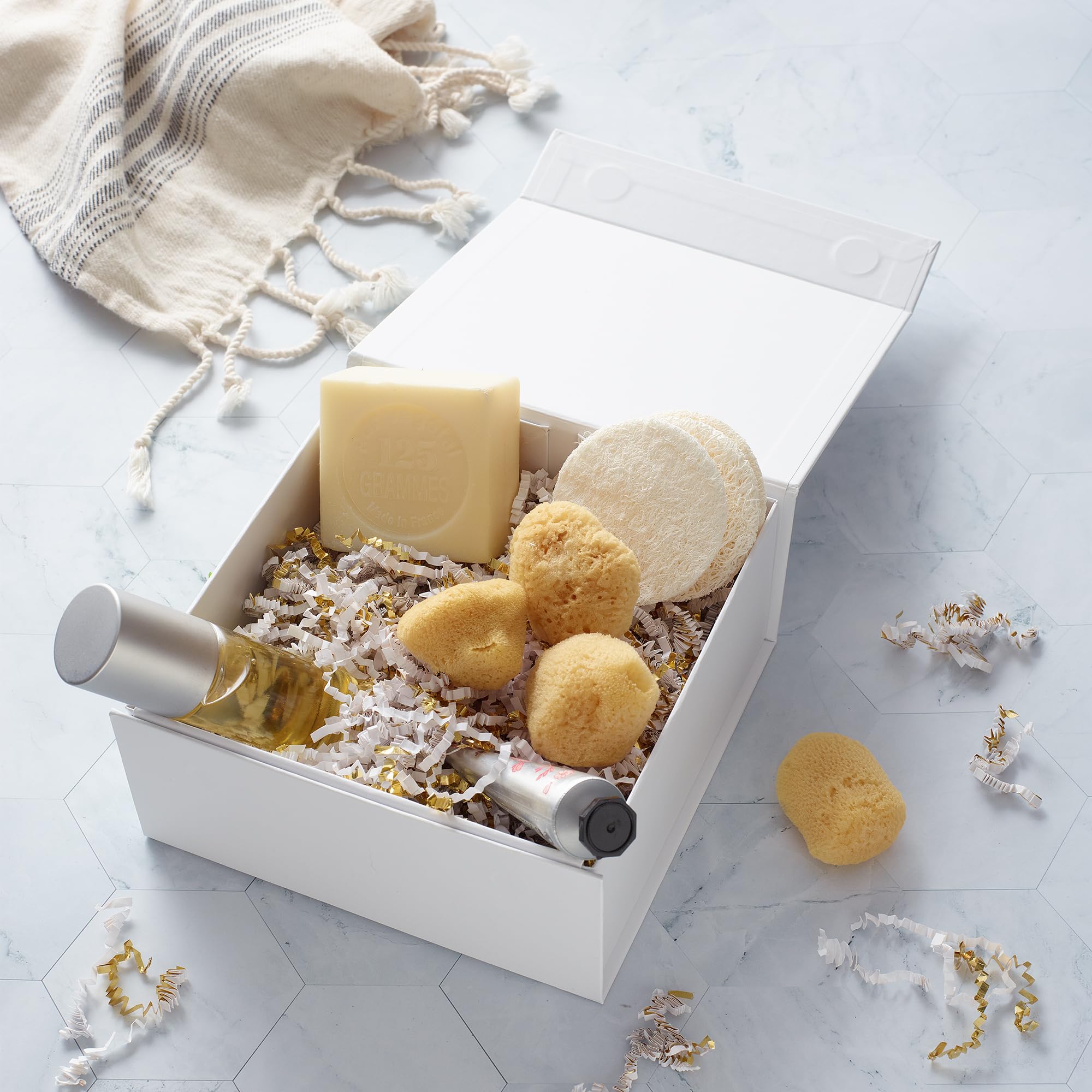 Cecobox Matowe składane pudełko z magnetyczną pokrywką, 5 szt., do pakowania prezentów (15 x 15 x 7 cm, białe)