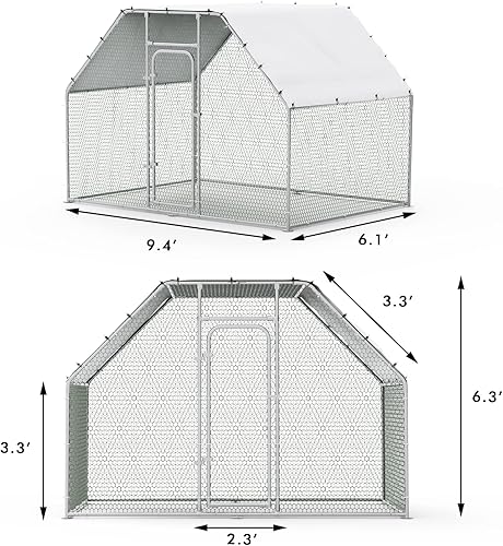 Miniatura 6 de LEMBERI Gallinero de metal grande jaula de alambre galvanizado para aves de corral jaulas de pato para conejos con cubierta impermeable y