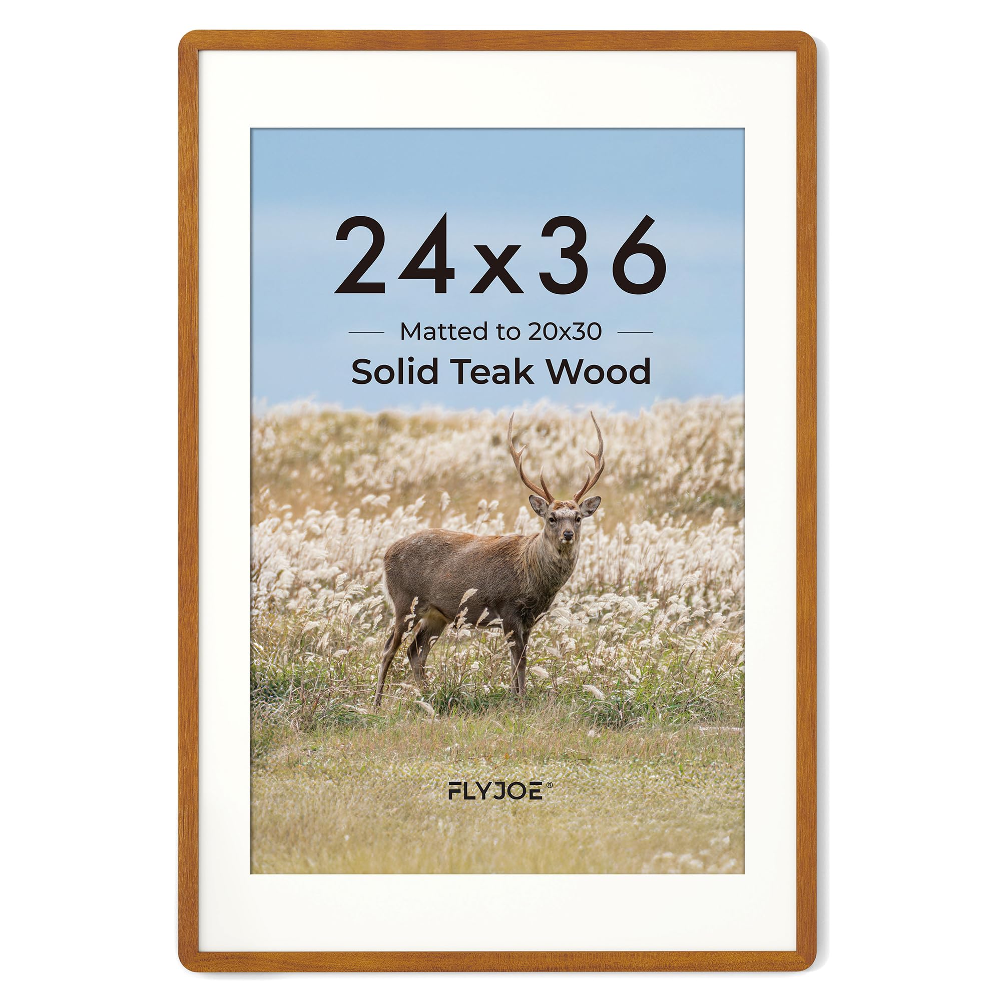 FLYJOE 24x36 Poster Frame Solid Teak Wood