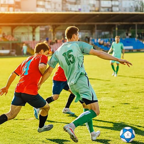 Miniatura 7 de Deekin 12 pelotas de fútbol a granel con bomba desinflada, tamaños 3, 4, 5, tamaño oficial, pelota de fútbol deportiva para niños, jóvenes y