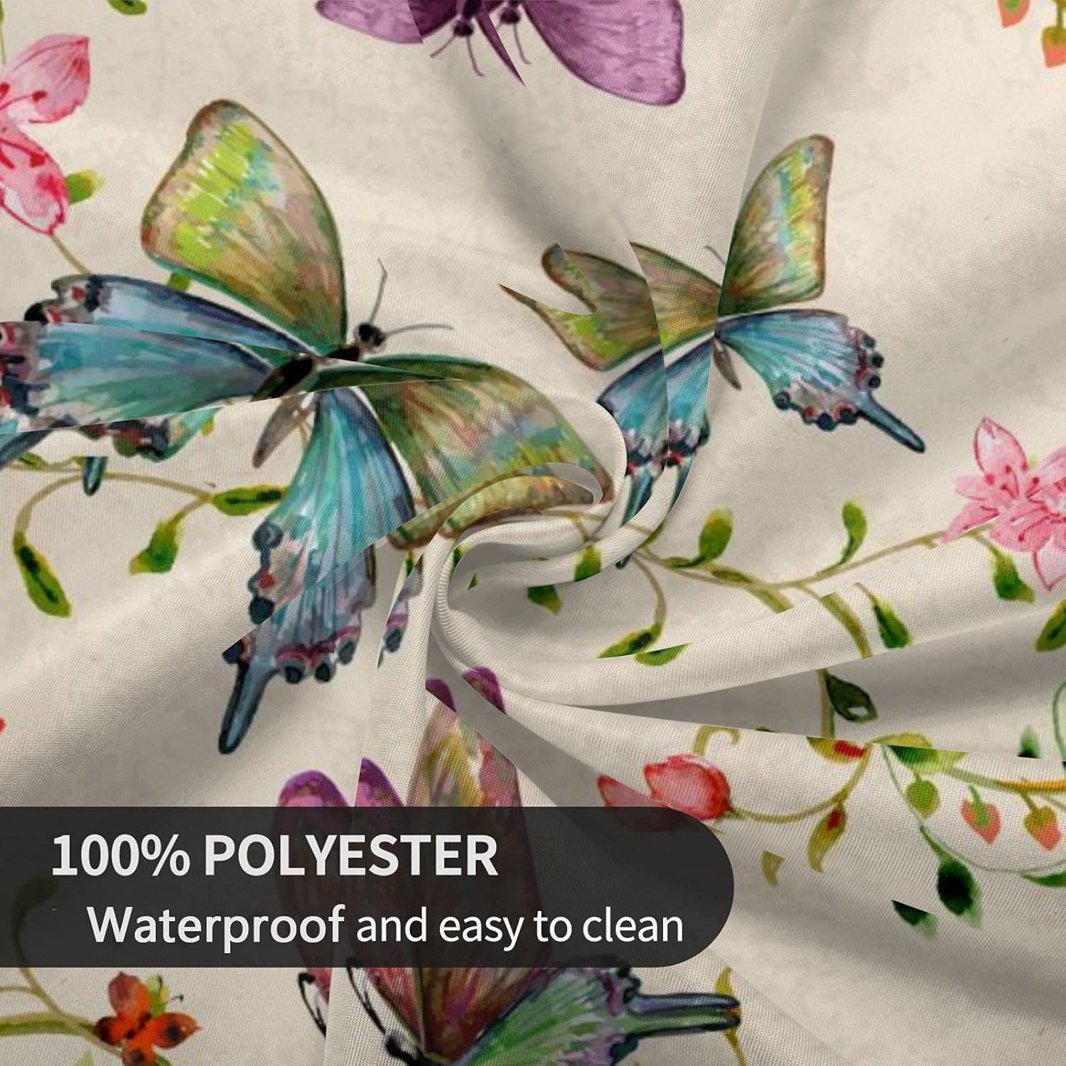 FREEHOTU Vintage Butterflies Round Tablecloth Thicken Desk Cloth Washable Table Cover Table Cloth for Kitchen Daily Dinning Party Tabletop Decor 60 Inch