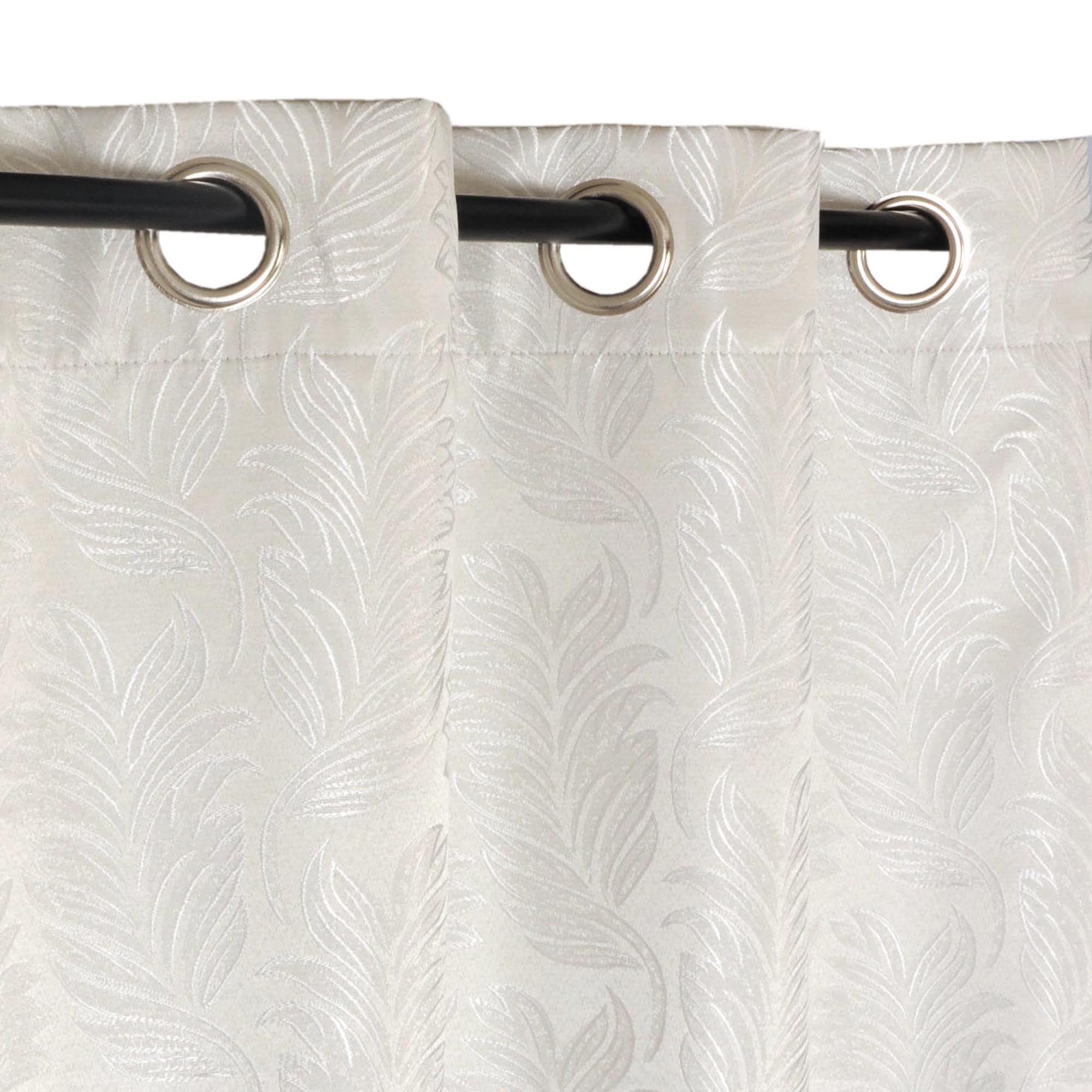 Atout Ciel Jacquard Curtain 100% Blackout with Eyelets 140 x 240 cm Ready to Hang Ivory