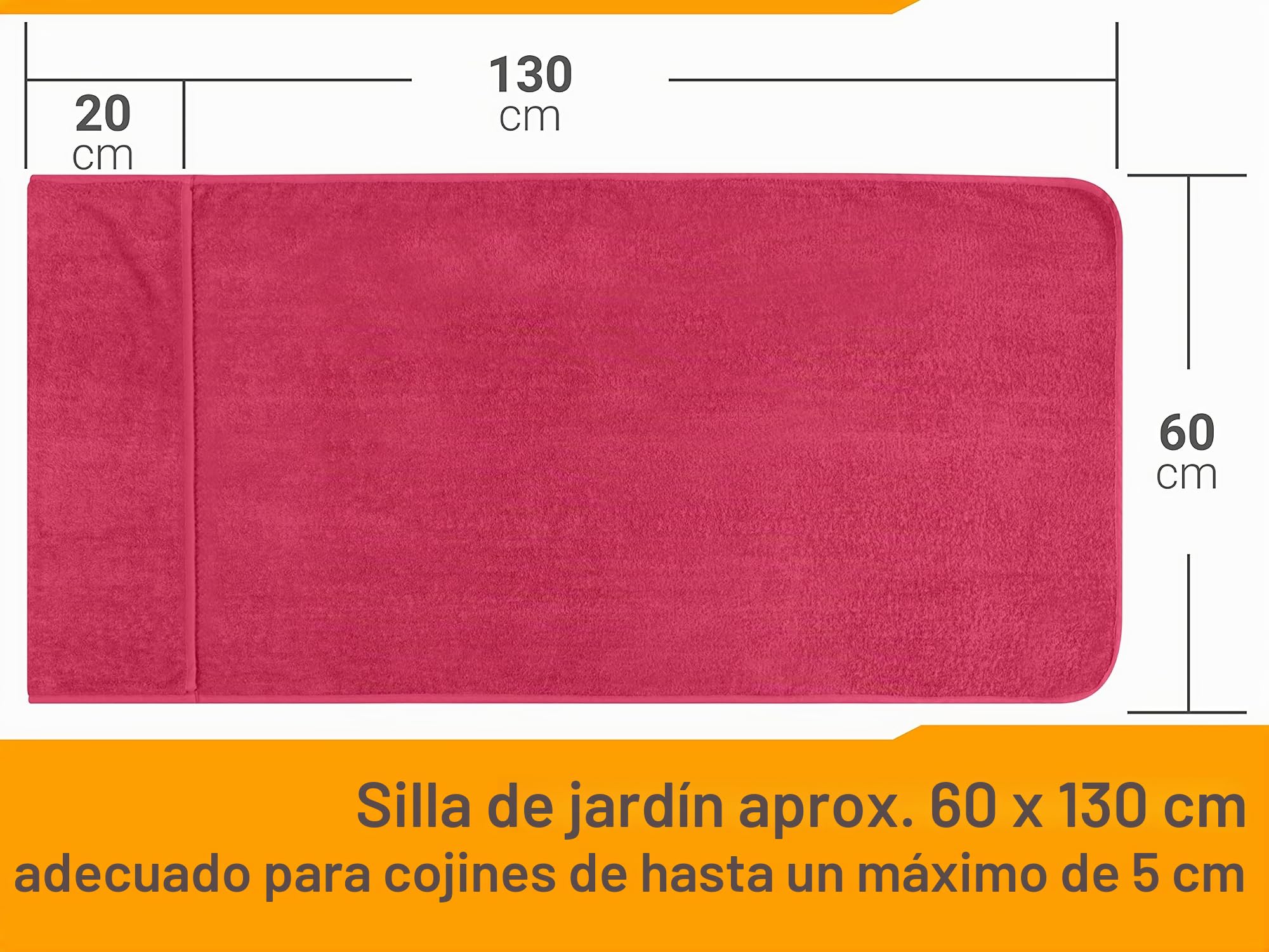 npluseins Funda tumbona jardin, 60x130 cm, tejido rizo de 100% algodón, Funda sillas jardin con diseño sencillo, 1593.2317 - burdeos