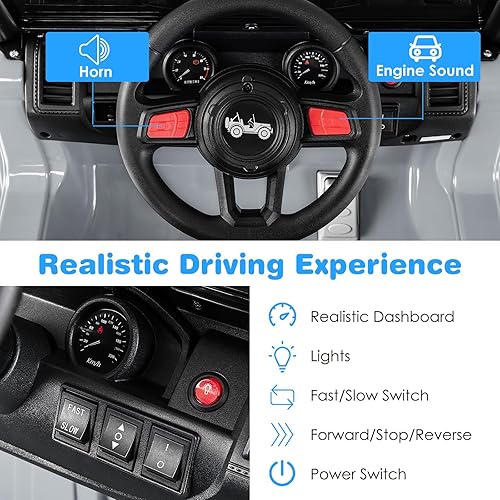 Miniatura 40 de OLAKIDS Camión de paseo para niños, vehículo eléctrico de 12 V con control remoto, automóvil para niños pequeños a batería con música, bocina, 3