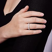 Vista 37 de Yaxa Essentials Anillo de plata de ley chapada en platino o oro con circonita cúbica redonda de elementos infinitos